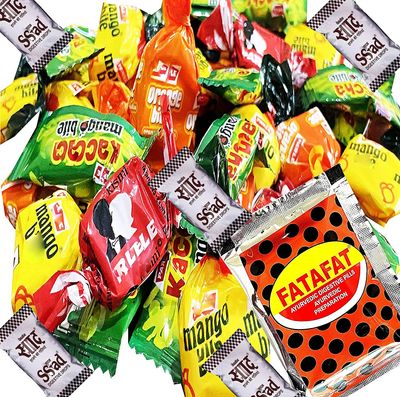 Awadh Multi Taste Old Memories Candies,School Time Fatafat Taste,Multi Taste Toffee 6 Types Old Memories Candies 10X5=50 Nos + 1 Pouch Fatafat,Assorted
