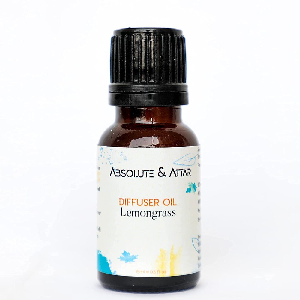 ABSOLUTE & ATTAR 15 Ml Aroma Diffusers/Reed Diffusers & Humidifier Refill Oil - Long Lasting Natural Fragrance for Home (Lemon Grass)