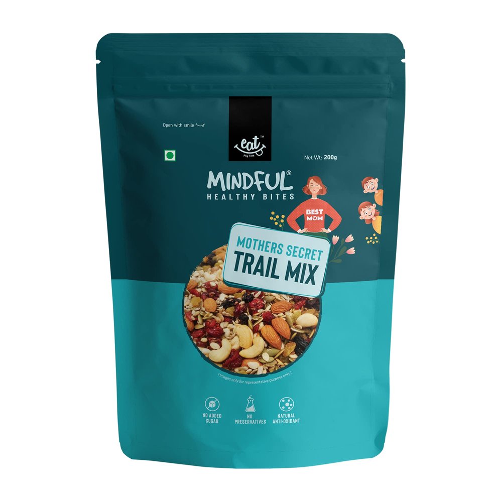 Eat Anytime Mindful Mothers Secret Trail Mix | No Added Sugar, No Preservatives | Antioxidant, Gluten Free | Healthy Dry Fruits Snack  200g
