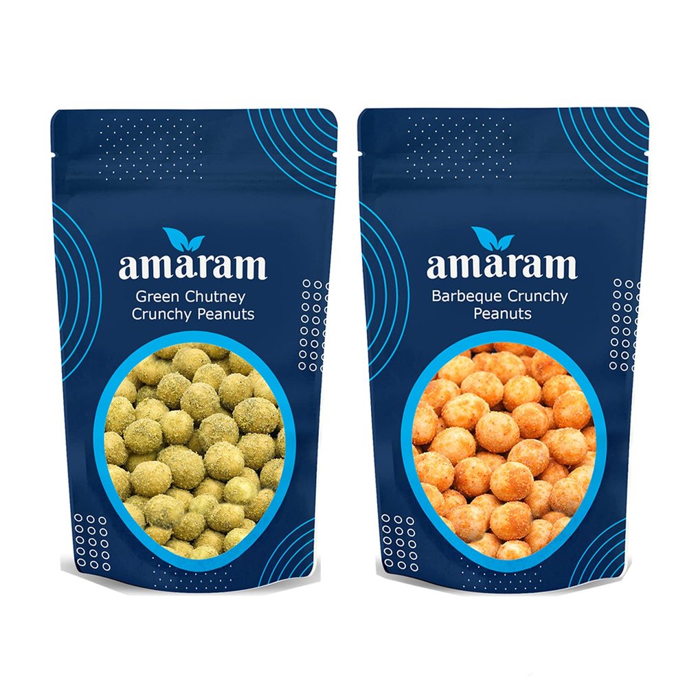 Amaram by Ghasitaram Pack of 2 Barbeque and Green Chutney Peanuts|Dryfruit Gift Hamper|Dry Fruit Combo Pack Offer|Dry Fruit Gift Pack|Dry Fruit Box|Diwali Dry Fruit Gift Box|Mix Nut|