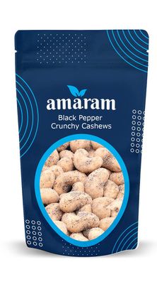 Amaram by Ghasitaram Black Pepper Crunchy Coated Cashews 200 GMS|Dryfruit Gift Hamper|Dry Fruit Combo Pack Offer|Dry Fruit Gift Pack|Dry Fruit Box|Diwali Dry Fruit Gift Box|Mix Nut|