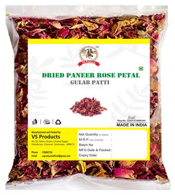 VS Products Sun Dried Paneer Rose Petals, 800g, Gulab Patti, Herbal Tea, Rose Tea, (pack of 8 x 100g)