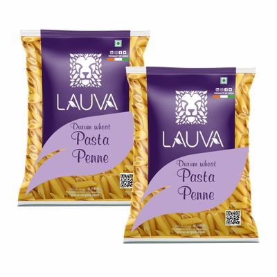 LAUVA Natural Durum Wheat Penne Pasta - 1 Kg, Pack Of (4X250G)