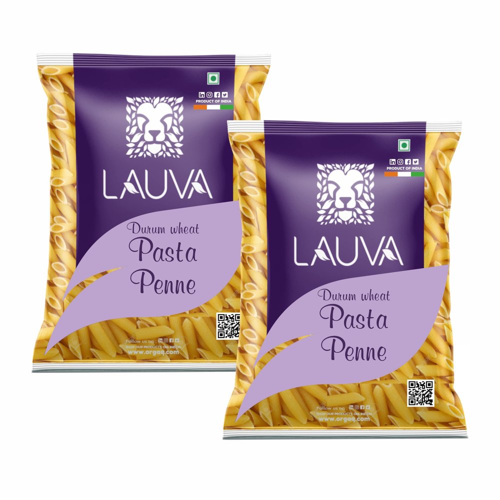 LAUVA Natural Durum Wheat Penne Pasta - 1 Kg, Pack Of (4X250G)