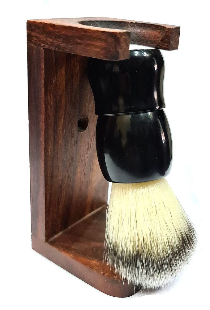 Foreign Holics Soft Bristle Professional Barber Shaving Brush with Hard Marble Handle for Men Smooth Shave (Black Color)