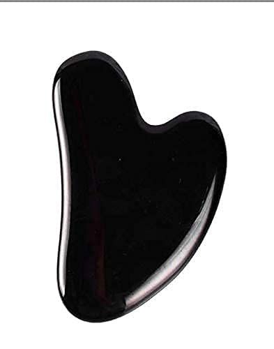 ACS Gua Sha Facial Tool, Jade Guasha Scraping Massage Stone Board for Face Body Skin Spooning/SPA/Neck Relax/Soft Tissue (Color -Black)