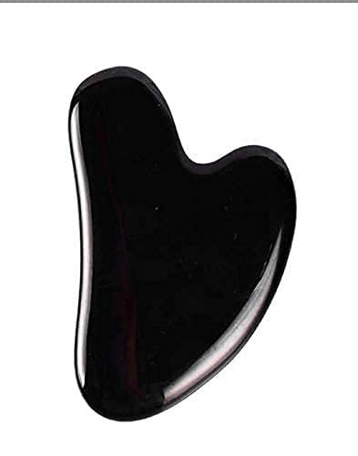 ACS Gua Sha Facial Tool, Jade Guasha Scraping Massage Stone Board for Face Body Skin Spooning/SPA/Neck Relax/Soft Tissue (Color -Black)