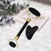 ACS Black Obsidian Jade Facial Roller & Gua Sha Set 100% Natural Source from Highest Altitude of Himalayan Two-Sided Face Neck Massager Stone Beauty... view 1