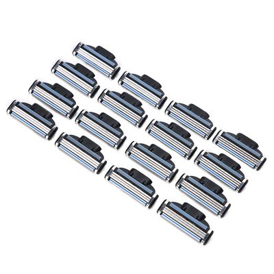 Double Lubrication Strip 3 Layered Barber Blade, Manual Shaver Blade, 16Pcs Elastic Sensor Convenient for Men Salon Shop Professional Home