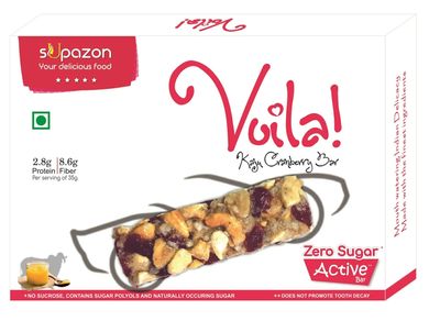 sUpazon Zero Sugar Kaju Cranberry Bar, 1 Box