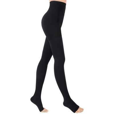 Medical Compression Pantyhose for Women & Men, 20-30mmHg Compression Stockings, Black-a, Medium