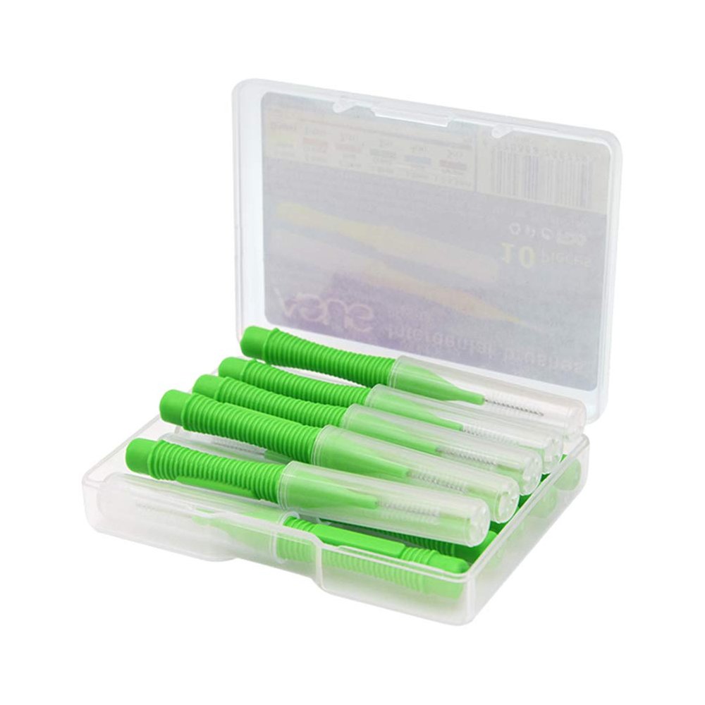 ARTIBETTER 10pcs Interdental Brush Tooth Flossing Head Teeth Brushes for Men Adults Lady (Green)