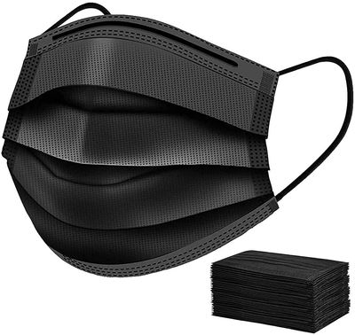 MEDICOS Non-Woven Fabric Surgical Disposable Masks 3 Ply Layer with Nose Clip, Meltblown, Ultrasonic, Use and Throw Masks Pin Certified by CE ISO GMP (Black, Without Valve, Pack of 100) for Unisex