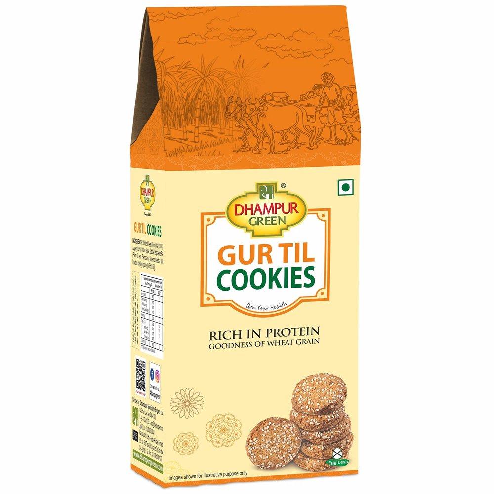 Dhampurgreen Gur Til Cookies Biscuit, 200G | Gur Gud Bakery Cookies Biscuit