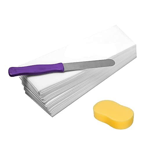 Plenteous Wax Strips for Waxing face Women (70) Pis + Waxing Knife Spatula Plastic Handle Steel Knife + Waxing Cleansing Sponge (COMBO OF 3)
