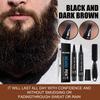 Wild Bristle Lastics Care Brush Four Forks Head Beard Filler Pen Suit (Black & Dark Brown)-POOWE view 3