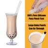 ALINK Reusable Clear Silicone Boba Straws, 4-Pack Extra Wide Smoothie Straws for Bubble Tea/ Shakes/ Tapioca Pearls with Cleaning Brush and Carrying Case view 4