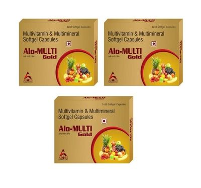 Alloes Multi Gold Multivitamin & Multimineral Softgel Capsule for Overall Health and Immunity Support - 2 X 10 Capsules