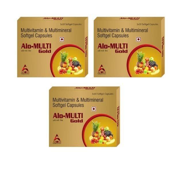 Alloes Multi Gold Multivitamin & Multimineral Softgel Capsule for Overall Health and Immunity Support - 2 X 10 Capsules