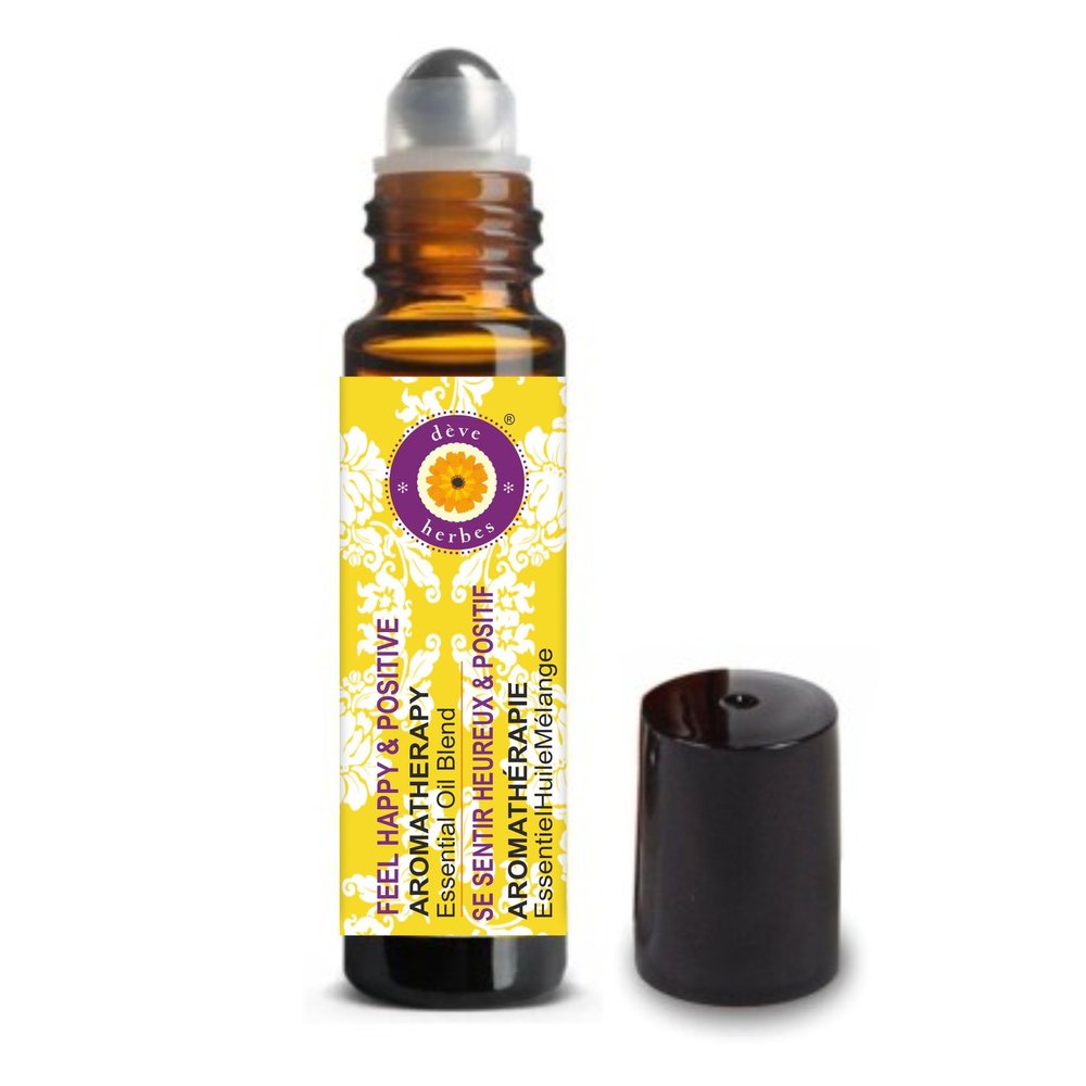 Deve Herbes FEEL HAPPY & POSITIVE - Aromatherapy Essential Oil Blend of Grapefruit, Lemongrass, Fennel Seed, Frankincense, Geranium & Mandarin Essential Oils 10ml