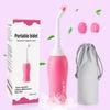 HANNEA 450ml Portable Retractable Travel Bidet for Toilet Handheld Postpartum Perineal Cleansing Childbirth Cleaner with Bag/2 Nozzles- for Outdoor, Camping, Personal Hygiene (Pink) view 2