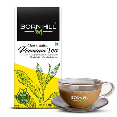 BORN HILL Premium Assam Tea Powder 250 grams Pack - Natural, Fresh Blend With No Preservatives Or Colors, Authentic Indian Flavor, Ideal For Morning & Evening Chai At Home, Office Or Hotel - Chai