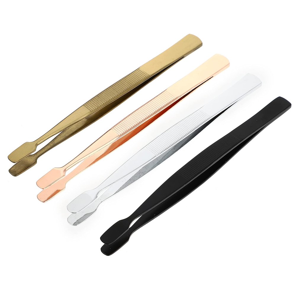 HEALLILY 4Pcs Stainless Steel Stamp Tweezer Practical Cash Tweezer Anti- static Stamp Clip