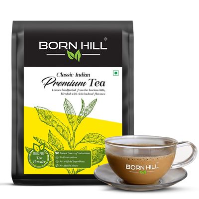 BORN HILL Premium Assam Tea Powder 1Kg Pack (Resealable) - 100% Natural, Fresh Blend with No Preservatives or Colors, Authentic Indian Flavor, Ideal for Morning & Evening Chai at Home, Office or Hotel