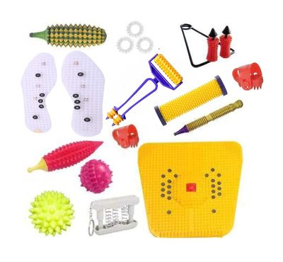 ACi Acupressure Massager Tools Combo Kit with Multipurpose Roller Massager Power Foot Mat Pocket Exerciser Pointed For Stress And Pain Relief Accupressure tool Kit Manual Massager