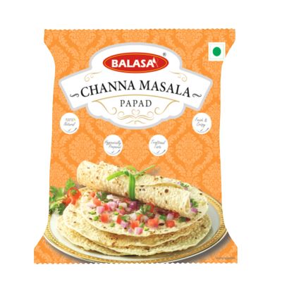 Balasa Channa Masala Papad (200 Gms Pack of 2) | Authentic Indian Snack | Fry or Roast Papad | Tea-Time Snack Indian | Traditional Indian Appetizer