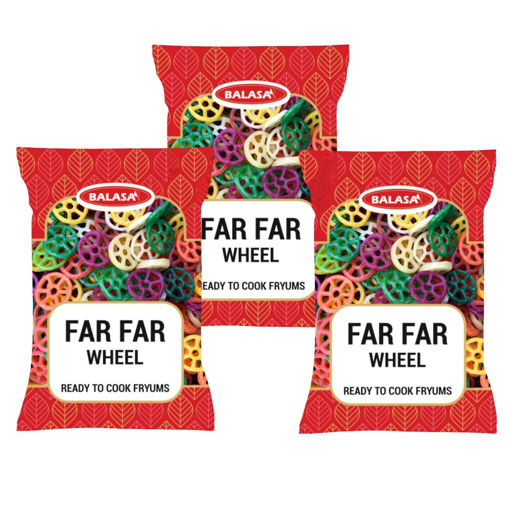 Balasa Wheel Shape Papad Fryums (400 Gms Packet x 3)
