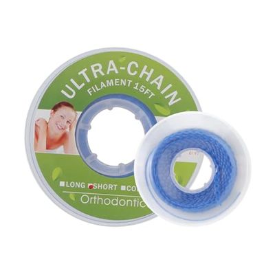 Colourful Dental Orthodontic Elastic Rubber Band Power Chain for Braces Short Long Continuous Sizes Orthodontic Treatment 1 pc (Long, Blue 1#)