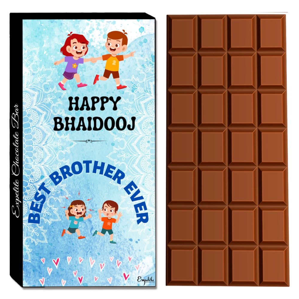 Expelite Bhai Dooj Chocolate Gif for Brother | Bhai Dooj Gift Set for Sister |Pack of 1 Dry Fruits Chocolates with Greeting Card, 100 Grams