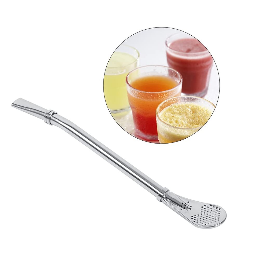 Yerba Mate Drinking Straw, Stainless Steel Yerba Mate Tea Gourd Bombilla Straws, for Yerba Mate Bombillas Straw, Silver
