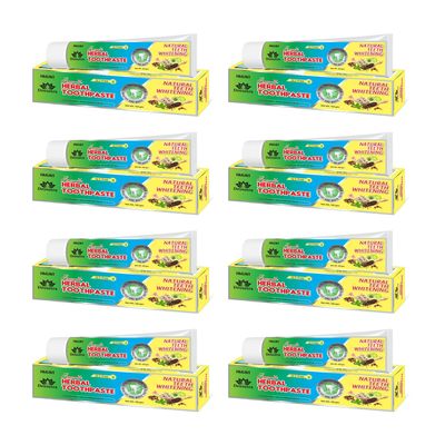 Jagat Devsutra Dr. Recommended Ayurvedic Herbal Fresh Mint Flavour Toothpaste Combo Pack Offer - 100% Natural Teeth Whitening Formula with No Fluoride & No Artificial Colours - Pack of 8 (125g X 8)