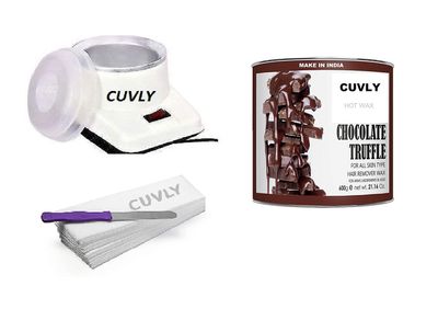 CUVLY Wax Heater Combo of Waxing Wax Heater + 600 gm Chocolate Wax Cream +70 pcs Wax Strip + Knife.| Wax Heater (Chocolate Wax)