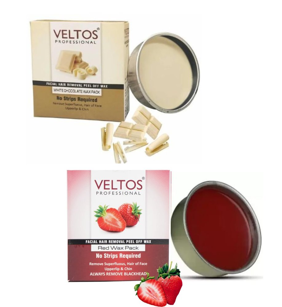 Veltos Professional White Chocolate & Red Wine Facial Peel Off Katori Wax 80gm for Face (Pack of 2)
