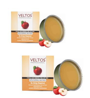 Veltos Professional Apple Regular Facial Peel Off Katori Wax 80gm (Pack of 2)