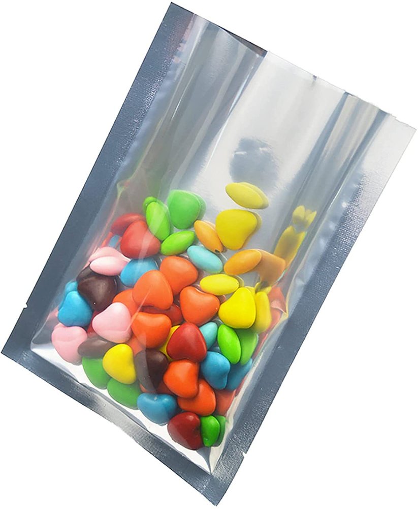 panpack 100 pcs 6 x 9 inches one Side Silver one Side Transparent 3 Side Seal Pouches Heat sealable