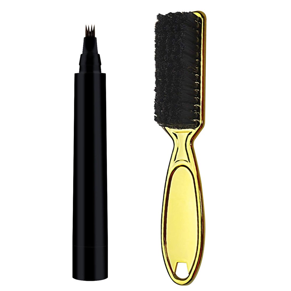 Wild Bristle Lastics Care Brush Four Forks Head Beard Filler Pen Suit Black(Black)-POOWE