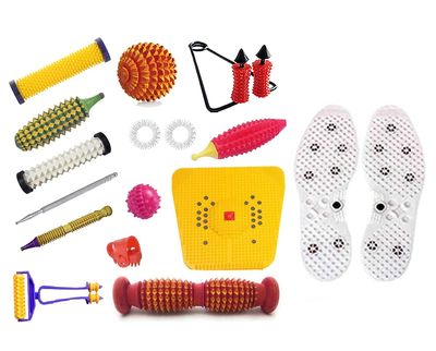 NETCLUB Acupressure Massager Tools Kit Combo With Finger Massager & Foot Roller Foot Mat Pyramidal Cuts Massager home gym fitness kit Mini roller finger with shoe shole height growth