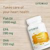 Ambrosial Omega 3 Fish Oil Capsules 1000mg Omega 3 capsule with 180 mg EPA & 120 mg DHA No Fishy Burps |Omega 3 Capsules for Men & Women to Support Healthy Heart Brain & Bones ( Pack of 2-120 Softgels) view 2