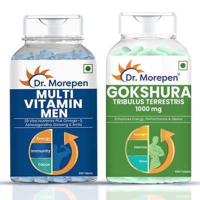 DR. MOREPEN Multivitamins For Men With Omega 3 & Herbs | Energy & Immunity Booster Supplement - 60 Veg Tablets (Multivitamin Men & Gokshura)