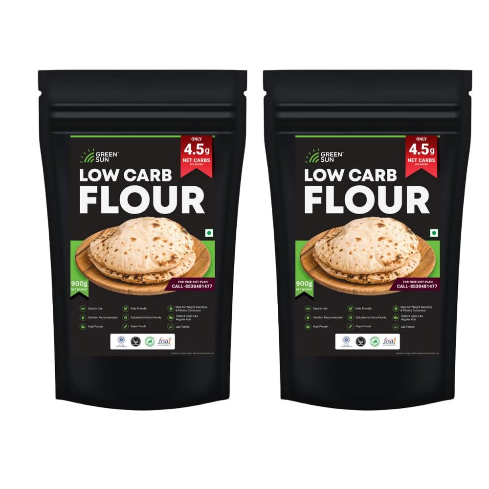 Green Sun Low Carb Flour 900g |Pack of 2 | Only 4.5 grams Net Carbs Per Roti | Tasty & Easy to Make | Keto Friendly | Healthy Atta| High Fiber | High Protein