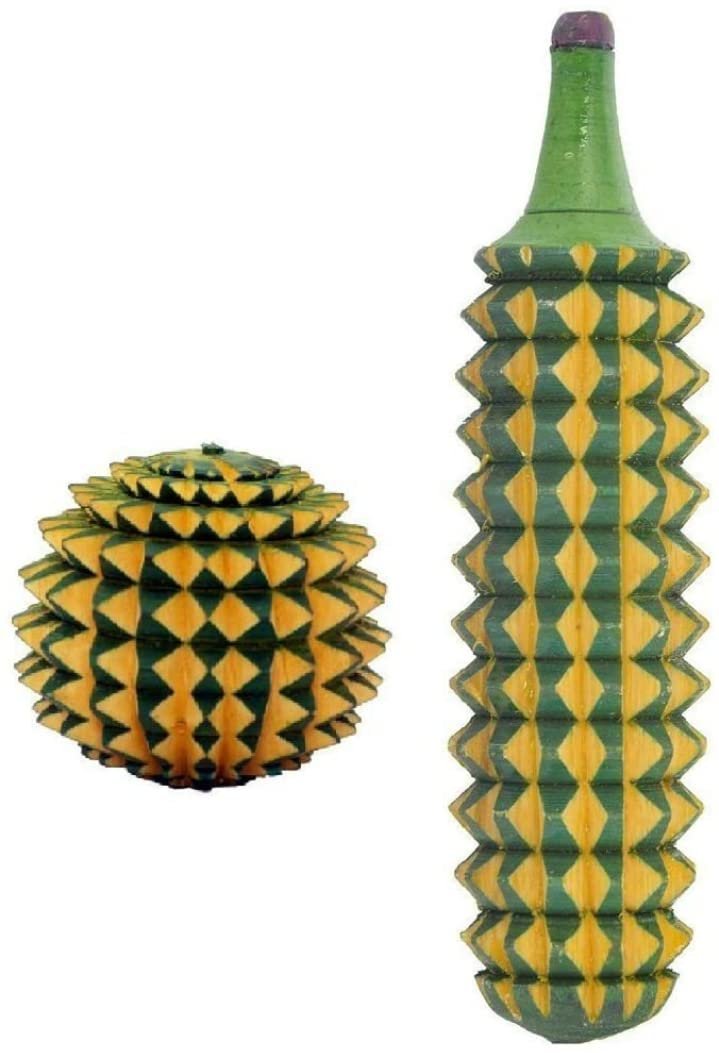 ACi Acupressure Karela Ball Hand Roll Wooden Combo Pack Massager with Acupressure Reflexology Chart - (1Ball+1Karela+1Chart)