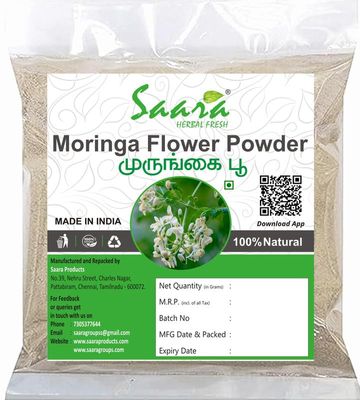 SAARA Moringa Flower Powder, 25g (Pack of 1 X 25gm), Drumstick Flower, Murungai Poo Powder, For Making Herbal Tea, Soup, Salads