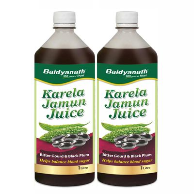 Baidyanath Karela Jamun Juice (2l, 1l X 2) | Natural Remedy For Blood Sugar Management | Helps in Reducing the Bad Cholesterol Levels & Improves overall Health and Wellness