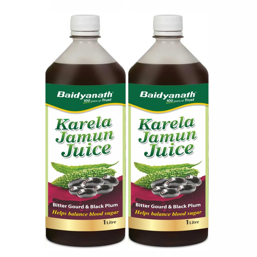 Baidyanath Karela Jamun Juice (2l, 1l X 2) | Natural Remedy For Blood Sugar Management | Helps in Reducing the Bad Cholesterol Levels & Improves overall Health and Wellness