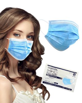 Blue Disposable Face Mask 50 Pcs 3 Ply Mouth Cover Dust Masks for Adults w. Elastic Ear Loop, Blue Mask, Safety Filter Face ShieldComfortable, Breathable, Triple Layer Protection Mask (50 PCS, Blue)