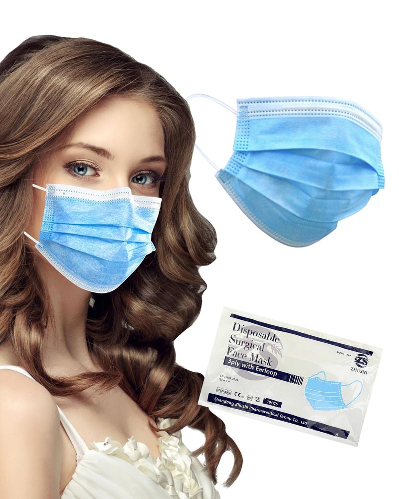 Blue Disposable Face Mask 50 Pcs 3 Ply Mouth Cover Dust Masks for Adults w. Elastic Ear Loop, Blue Mask, Safety Filter Face ShieldComfortable, Breathable, Triple Layer Protection Mask (50 PCS, Blue)
